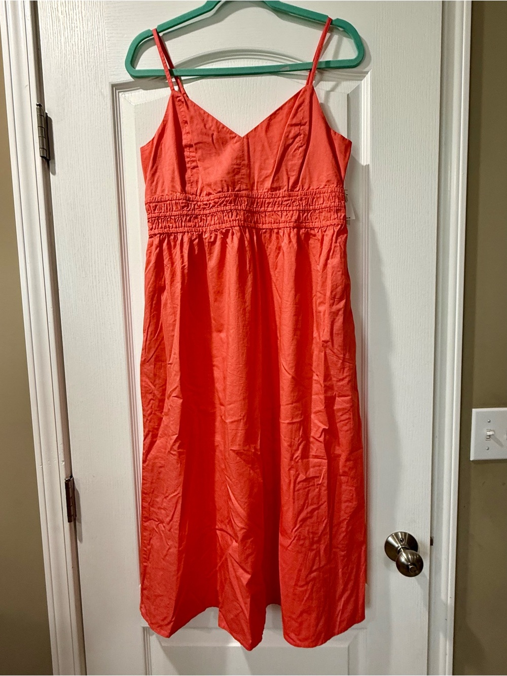 Coral Sundress with Smocked Waist